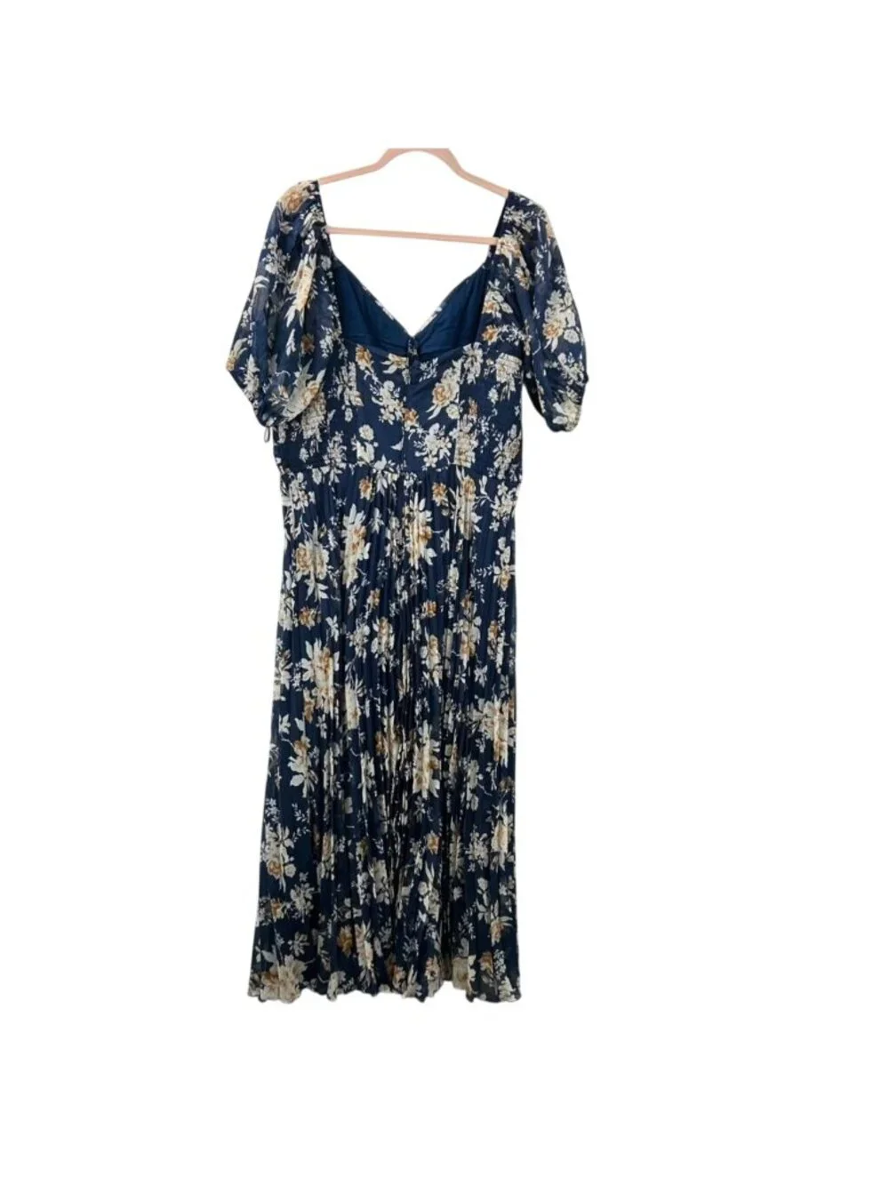 Abercrombie & Fitch Dress Women's XLT Navy Blue Floral Puff Sleeve Maxi NWT